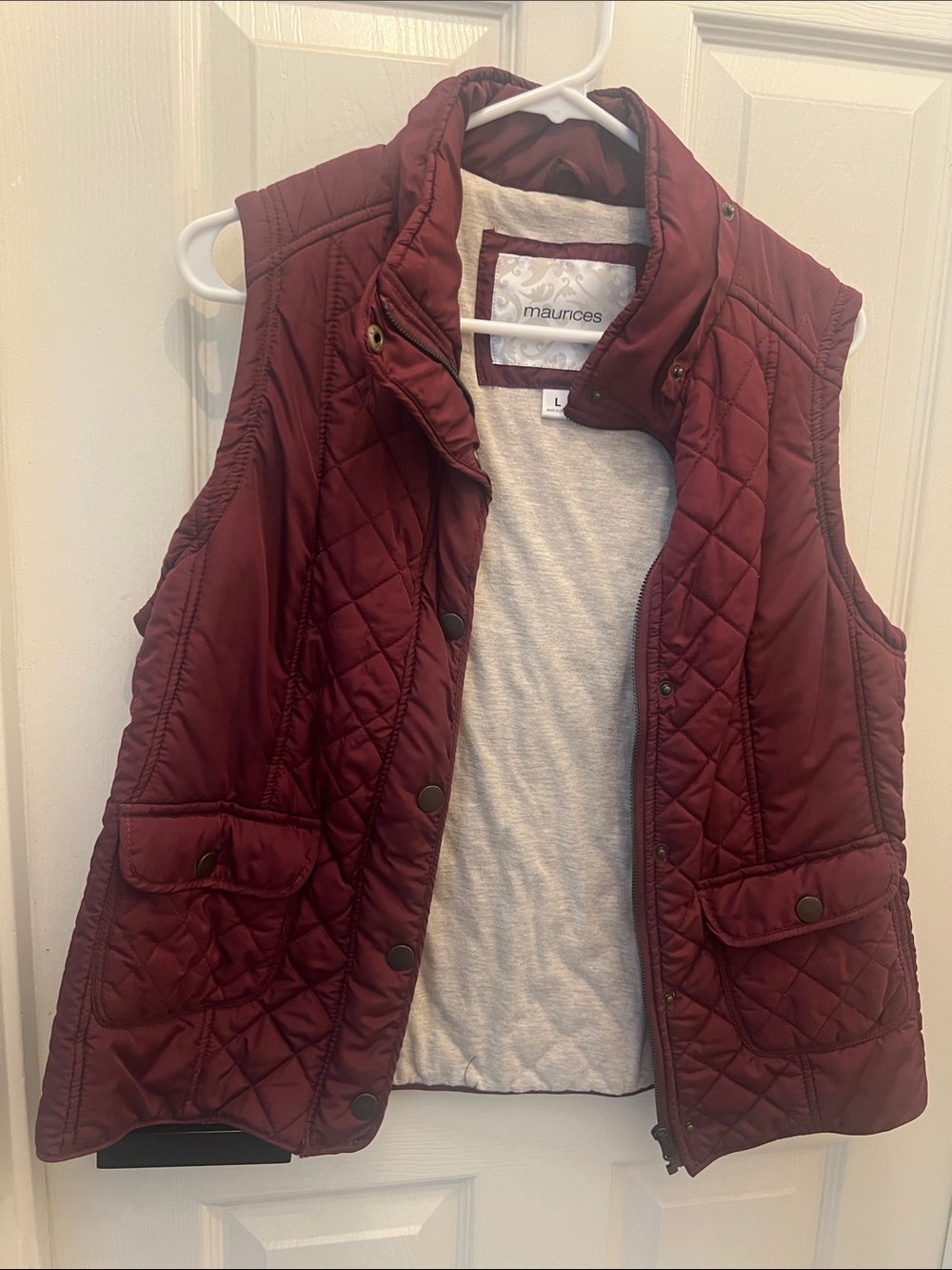 Maurices Quilted Wine Red Puffer Vest